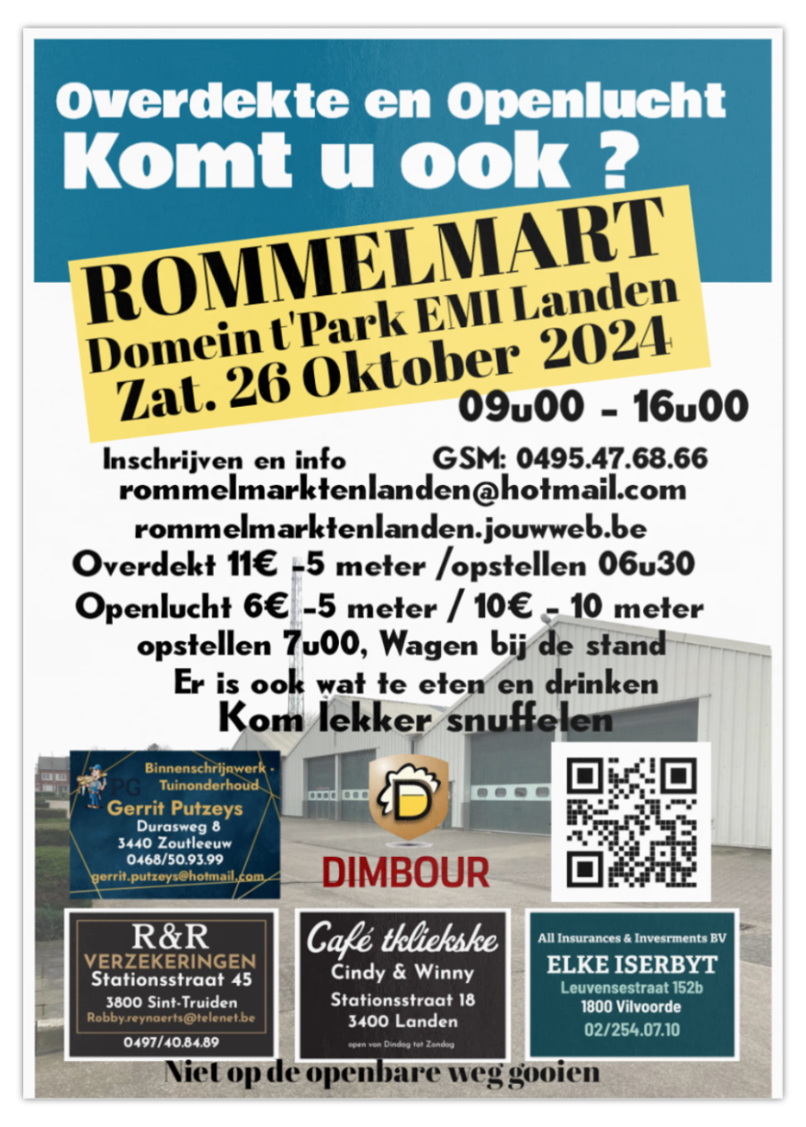 Rommelmarkt EMI domein t'park Landen