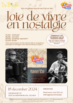 concert t.v.v. de Warmste Week : Joie de vivre en nostalgie